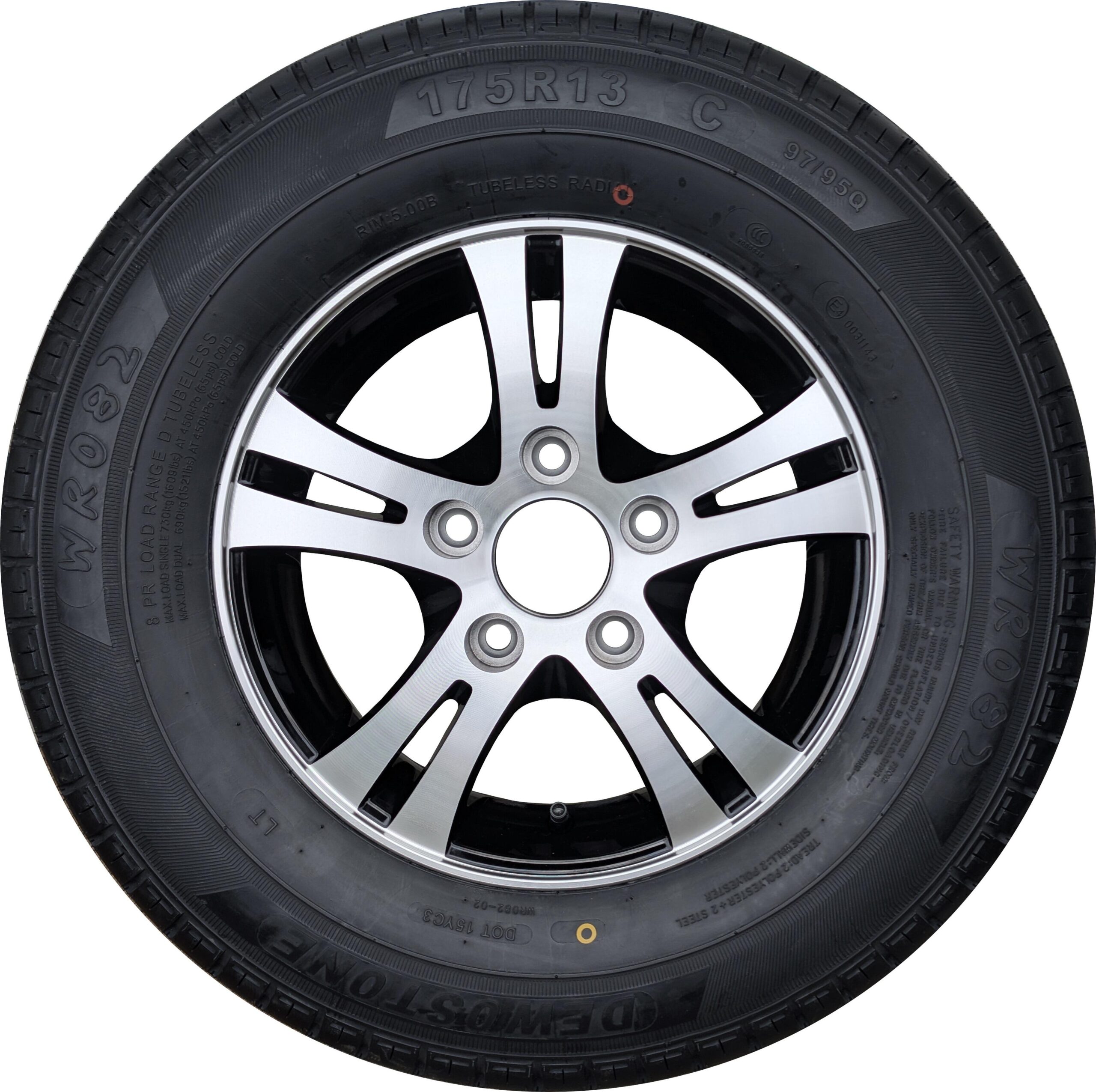 13" Alloy Wheel and Tyre 175R13C, 5 x 112mm PCD