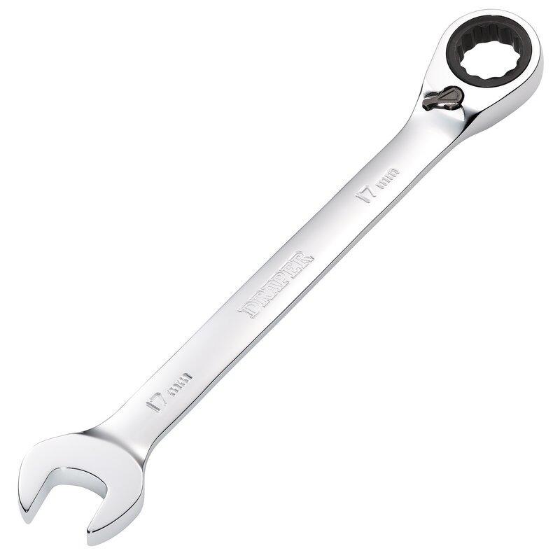 17mm, METRIC REVERSIBLE RATCHETING COMBINATION SPANNER
