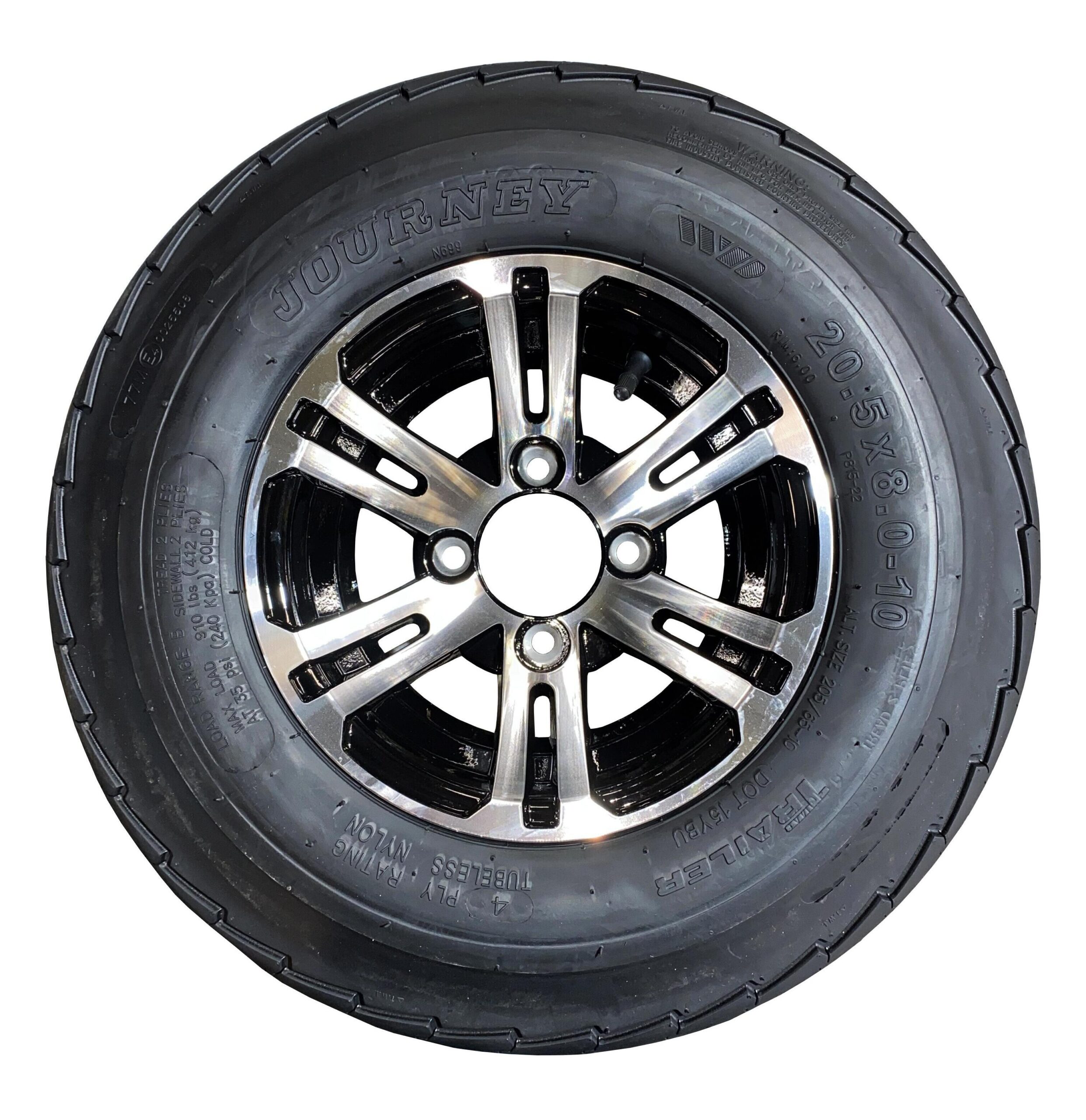 10" Alloy Balloon Wheel and Tyre 20.5x800-10 100mm PCD