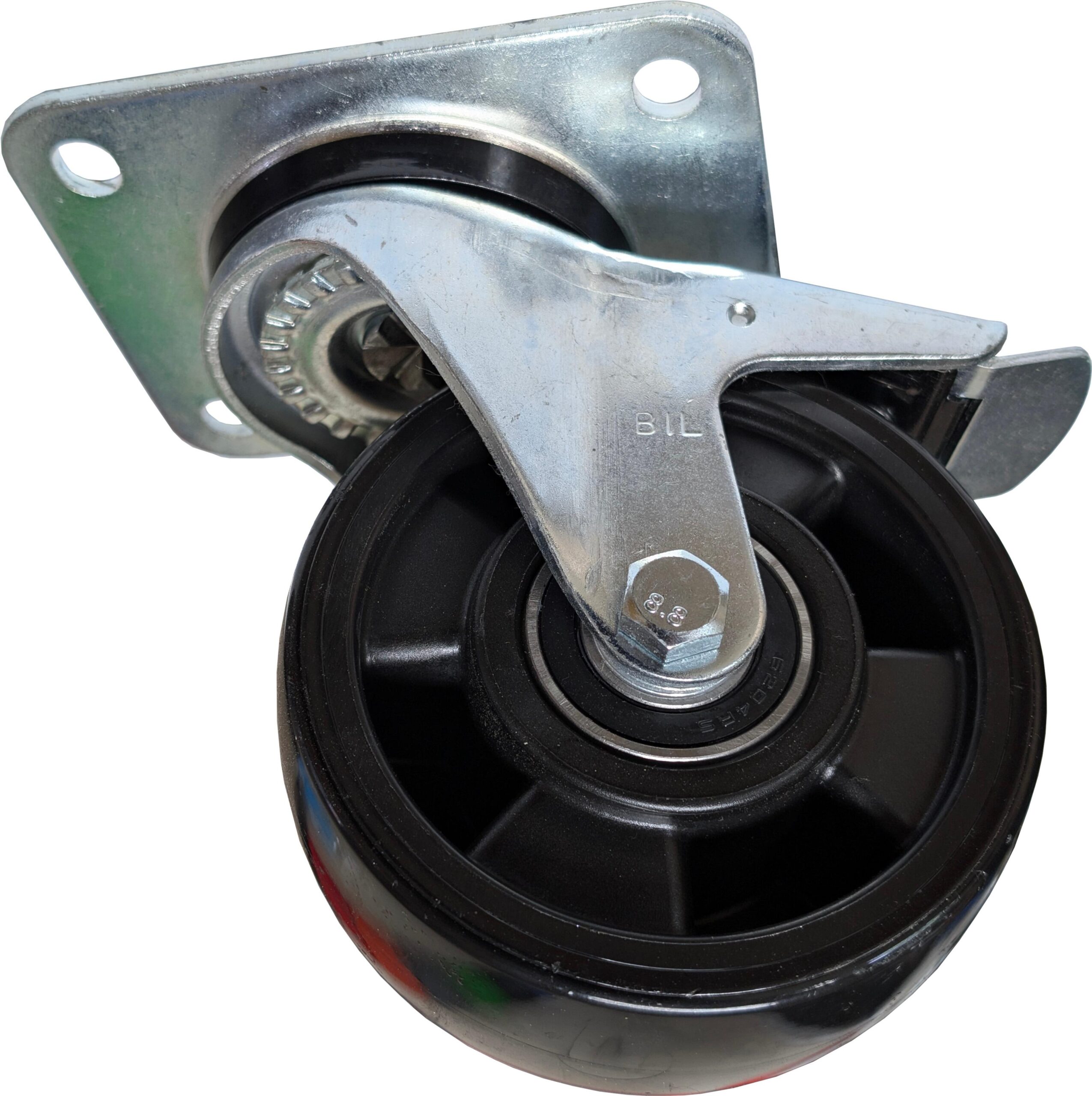 Polyurethane Nylon Plate Swivel Castor Brake 125mm 400kg Load
