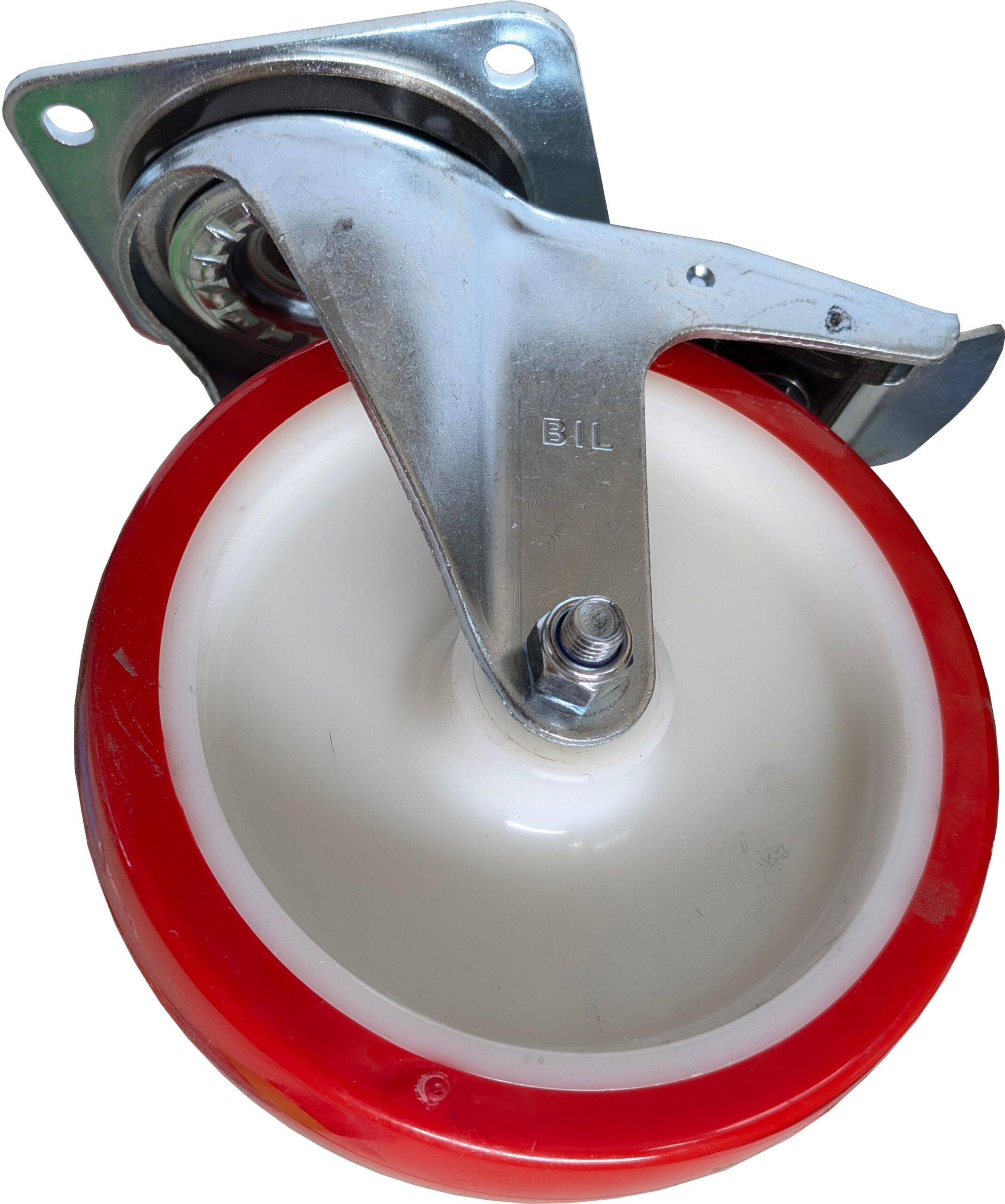 Polyurethane Nylon Plate Swivel Castor Brake 200mm 500kg Load