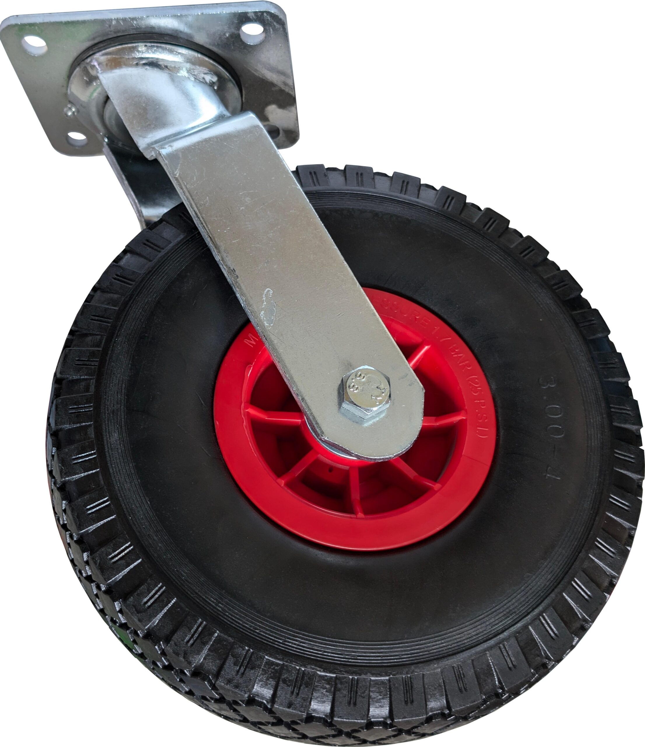 Puncture Proof Polyurethane Plate Swivel Castor 260mm 120kg Load